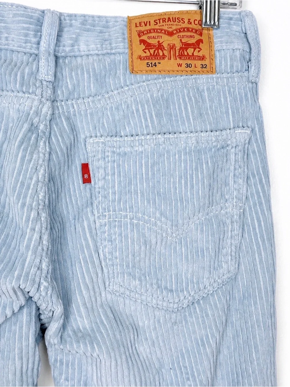 Levis 514 Corduroy Pants Men 30x32 Light Blue Wide Wale Straight Leg Cords Read